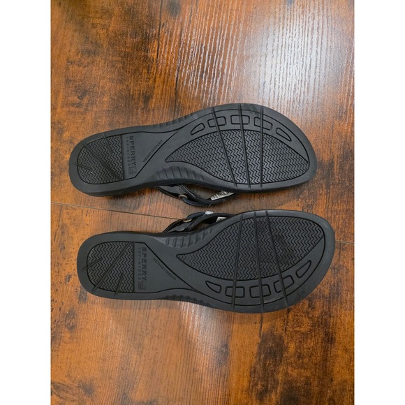 NWOT Sperry Women's Size 7.5 Black Seafish Flip Flop Sandals Beach Vacation - Picture 3 of 3